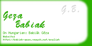 geza babiak business card