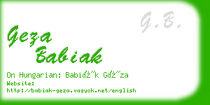 geza babiak business card